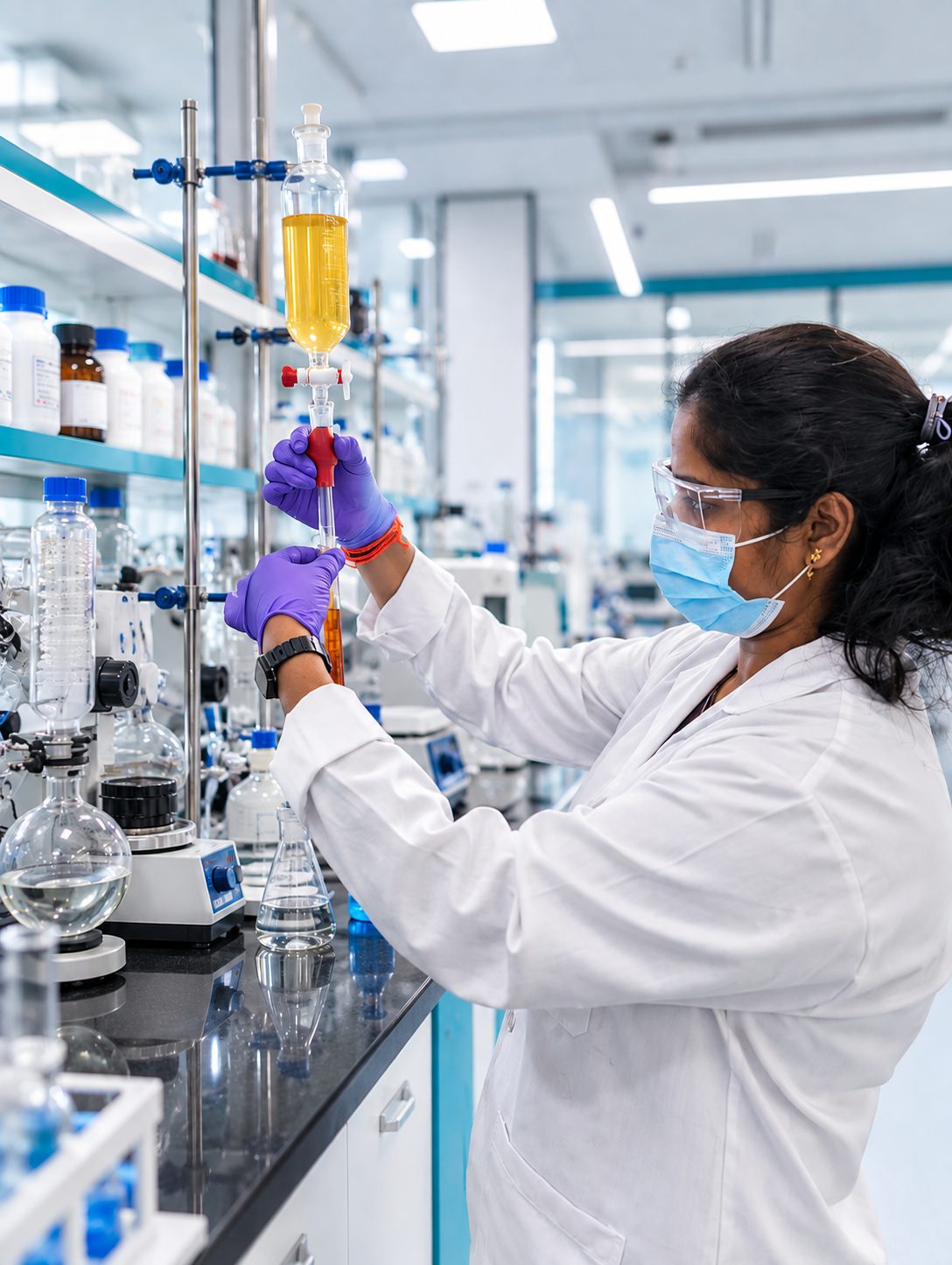 NuSynth chemist at work in the lab